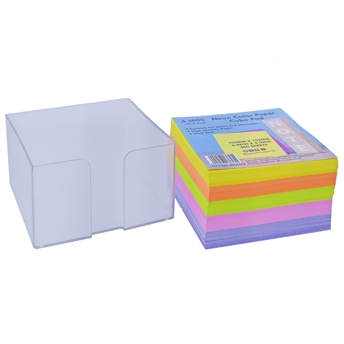 Neon Color Paper Cube Pad 4x4 Inch 500 Sheets Memo Note Paper