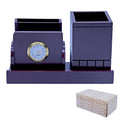 Wooden Pen Stand With Clock 18 cm view 2