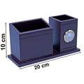Wooden Pen Stand With Clock 20 cm