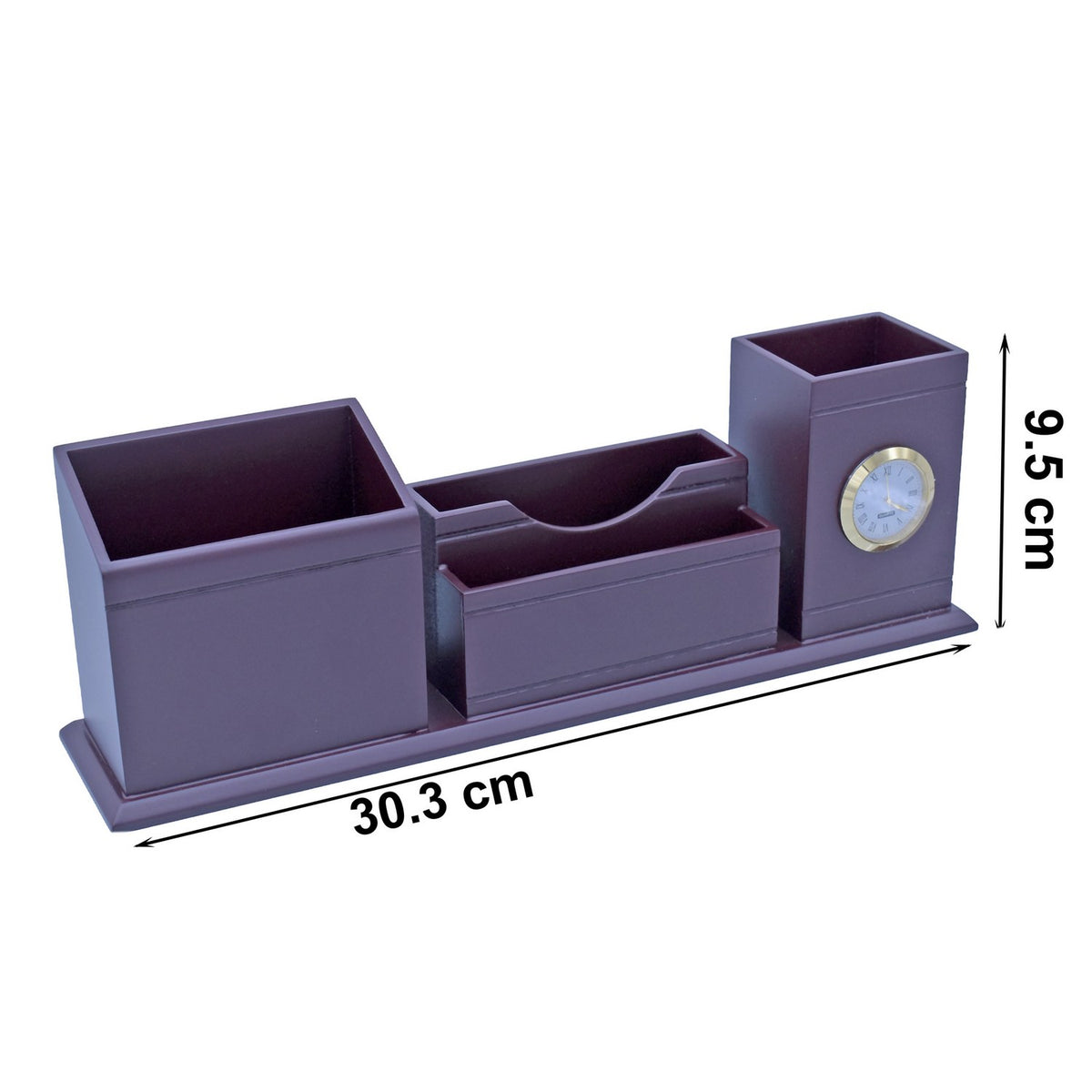 Wooden Pen Stand With Clock Style A 30.3 cm