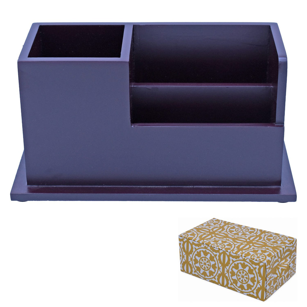 Wooden Pen Stand Desk Organizer 19 cm view 2