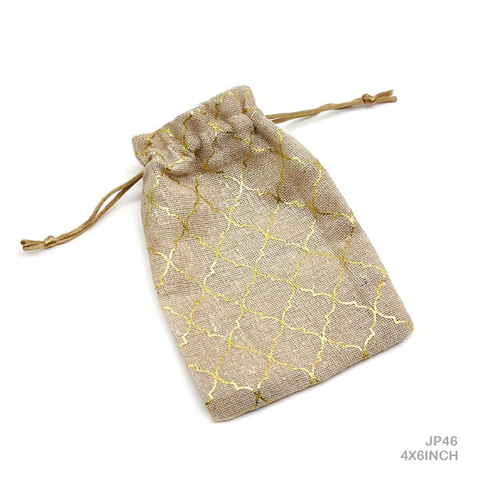 Printed Jute Bag 4x6 Inch - Pack of 10