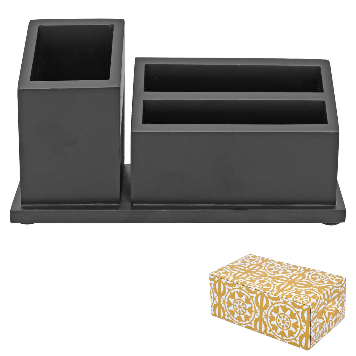 Wooden Pen Stand Desk Organizer Black 17.3 cm view 2