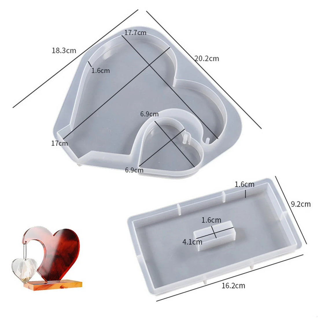 Candle & Resin Silicone Mould Heart Shaped With Stand l Pack of 1