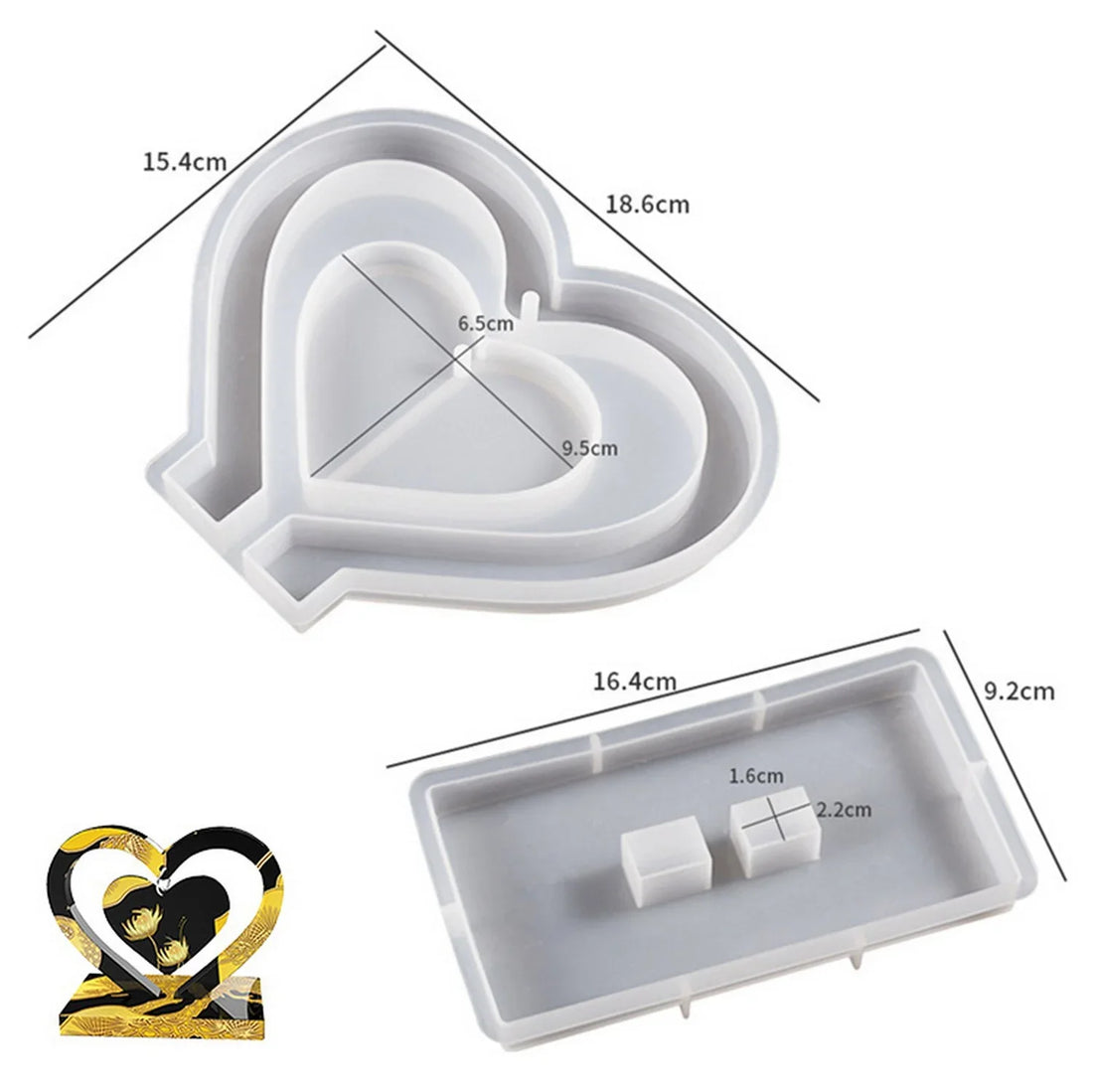 Candle & Resin Silicone Mould Heart Shaped With Stand  l Pack of 1