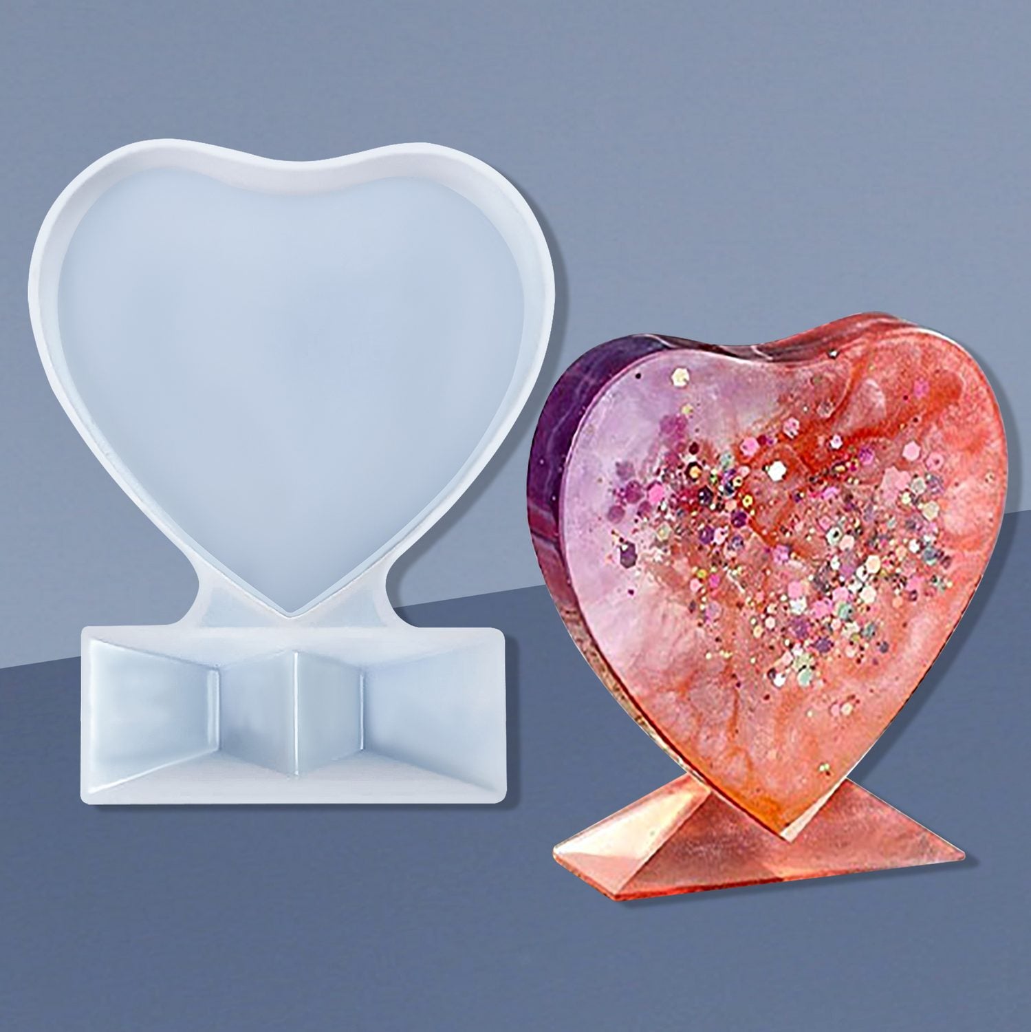 Silicone Mould Heart With Stand JSM116