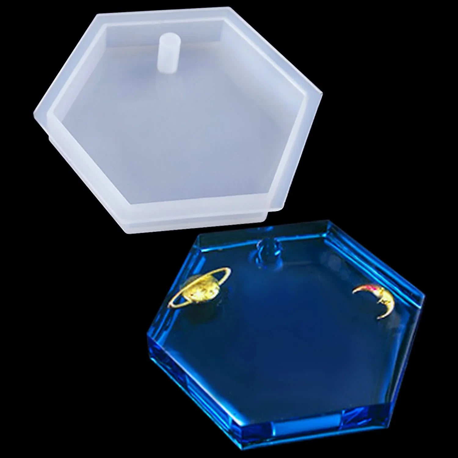 Candle & Resin Silicone Mould Hexagon Shape Keychain JSM137 l Pack of 1