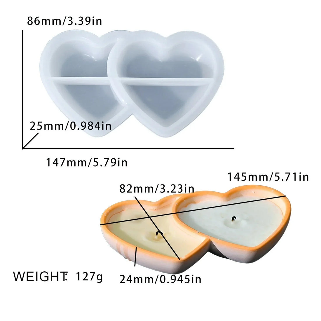 Candle & Resin Silicone Mould Heart Candle Port JSM1 l Pack of 1