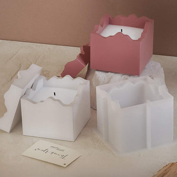 Candle & Resin Silicone Mould Square Candle  Pot With Lid l Pack of 1