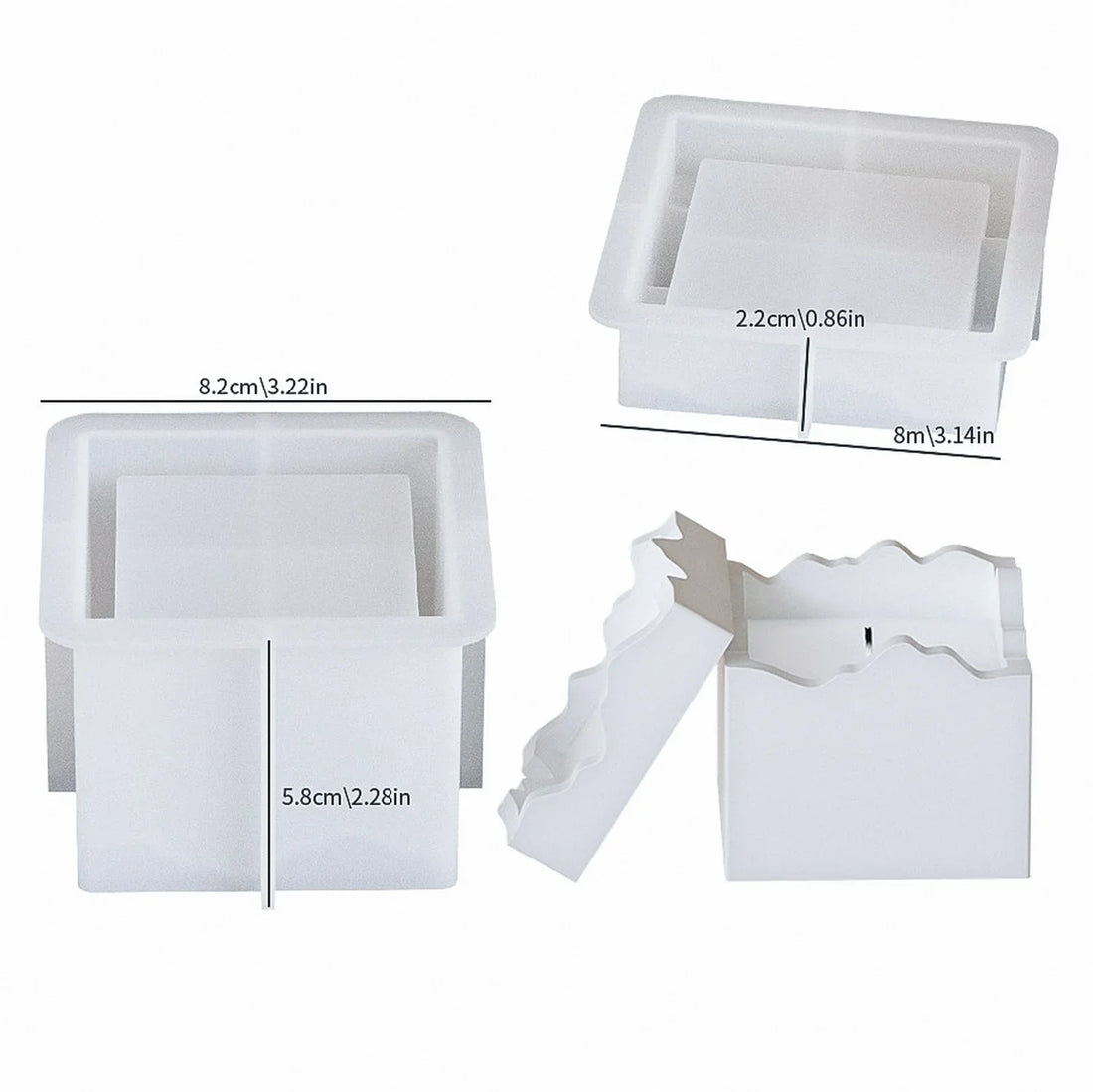 Candle & Resin Silicone Mould Square Candle  Pot With Lid l Pack of 1