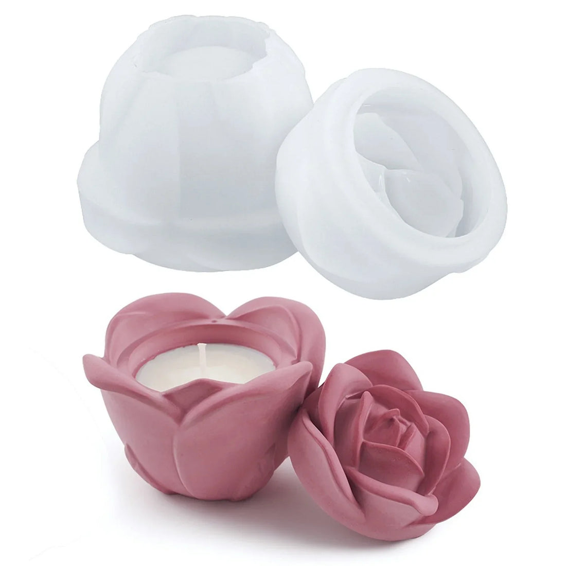 Candle & Resin  Silicone Mould Rose Candle Pot JSM36 l Pack of 1