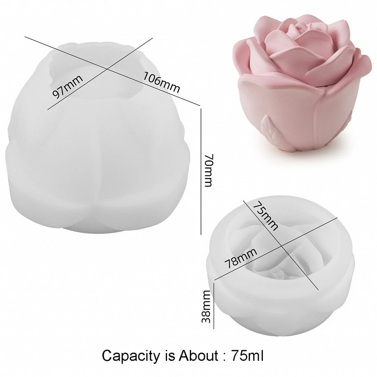 Candle & Resin Silicone Mould Rose Candle Pot JSM36 l Pack of 1
