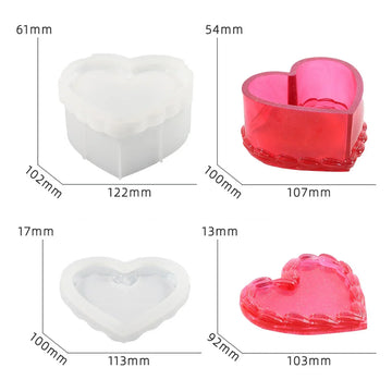 Candle & Resin Silicone Mould Heart Shape Storage Box JSM41 l Pack of 1