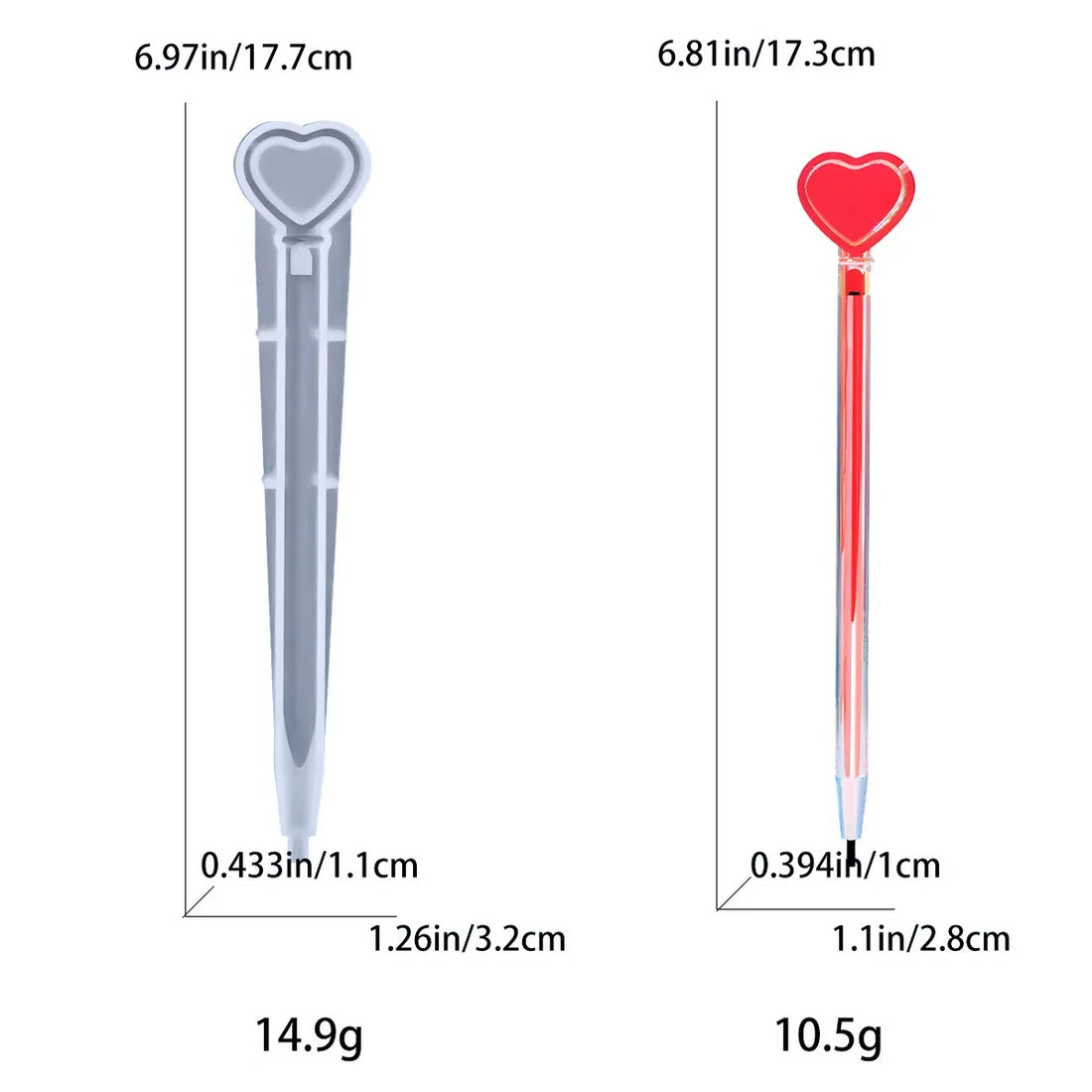 Candle & Resin Silicone Mould Pen Heart Shape JSM97 l Pack of 1