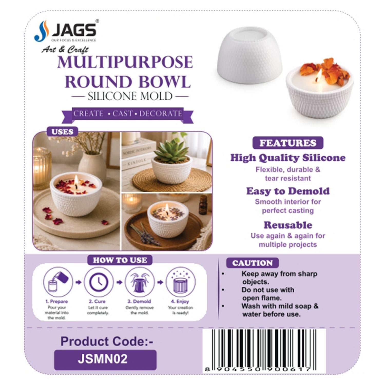 Dome Bowl Shape Silicone Candle Mould - angle 2