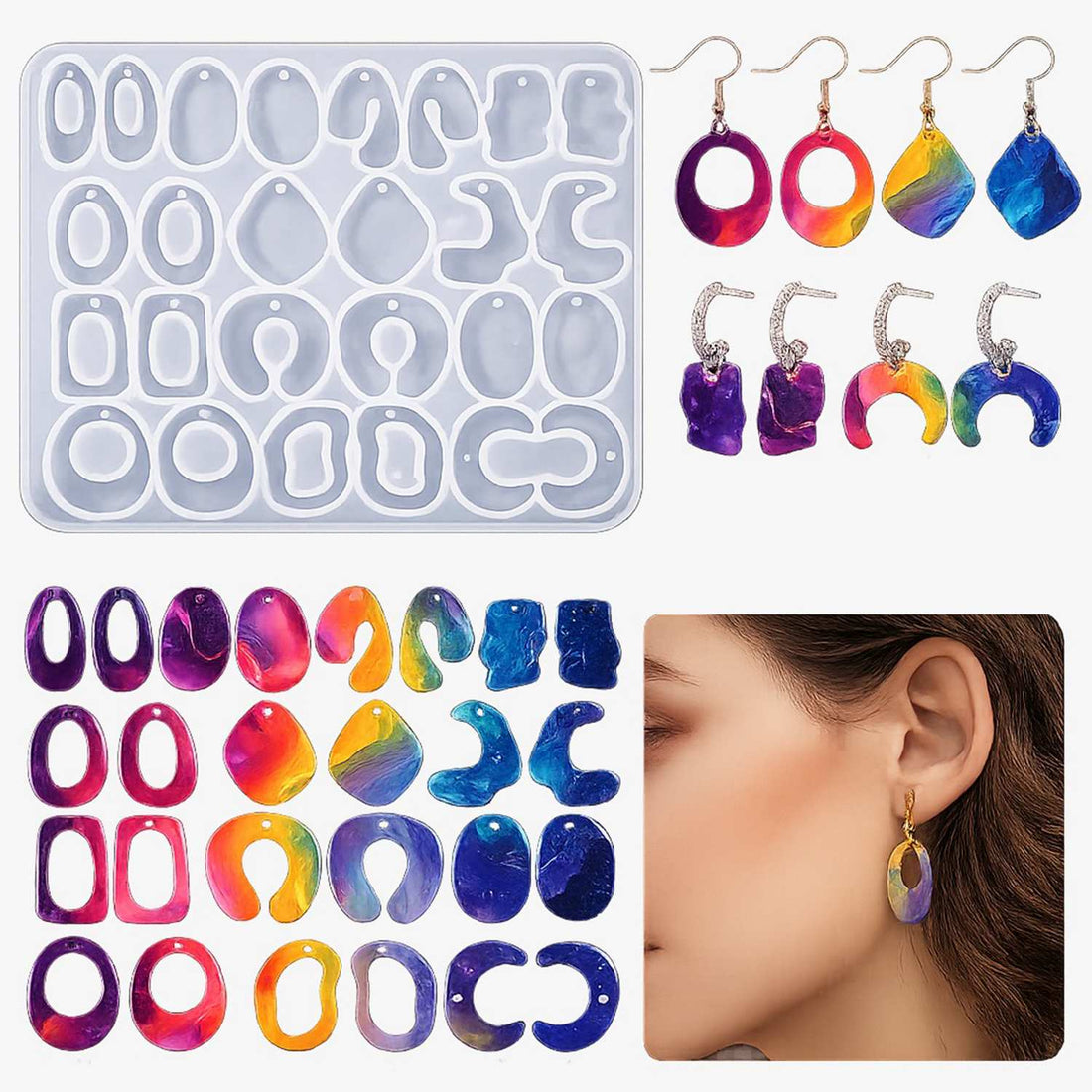 13-Cavity Jewelry Pendant Resin Mould Set