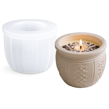 Textured Round Silicone Candle Mould