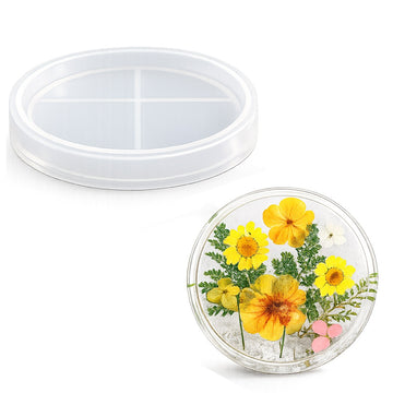 Floral Print Round Coaster Silicone Mould