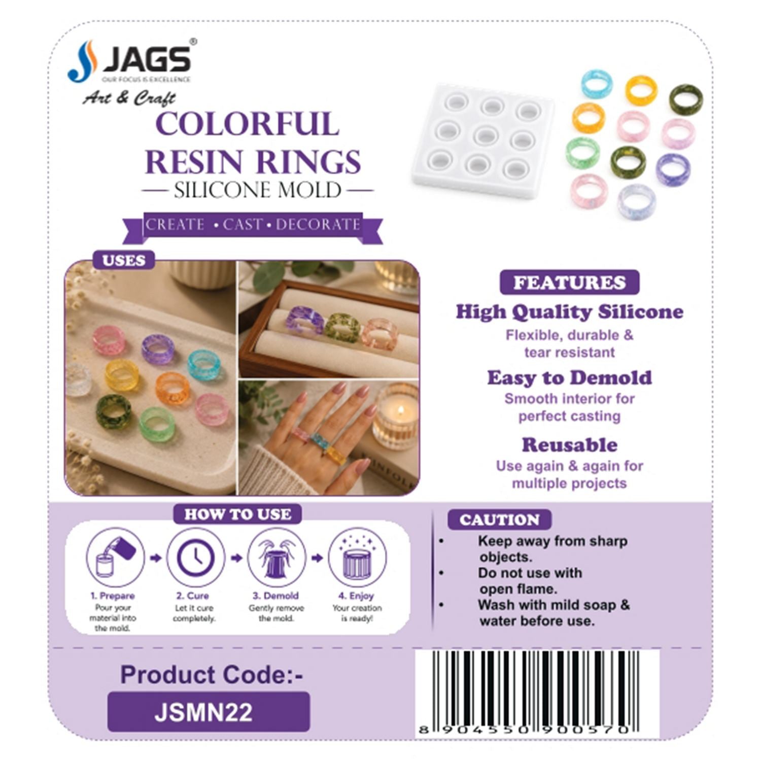 9-Cavity Round Bead Silicone Resin Mould - angle 2