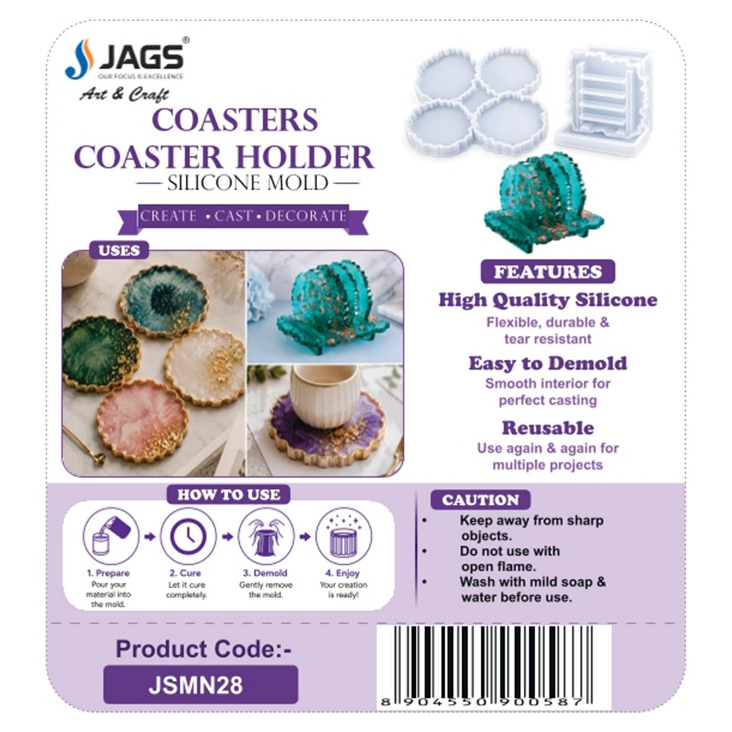 Agate Coaster Set with Stand Silicone Mould - angle 2