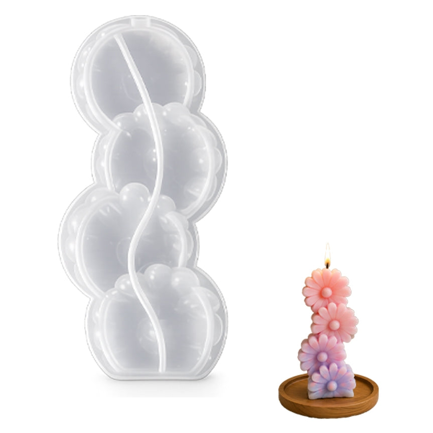 Stacked Wave Pillar Silicone Candle Mould