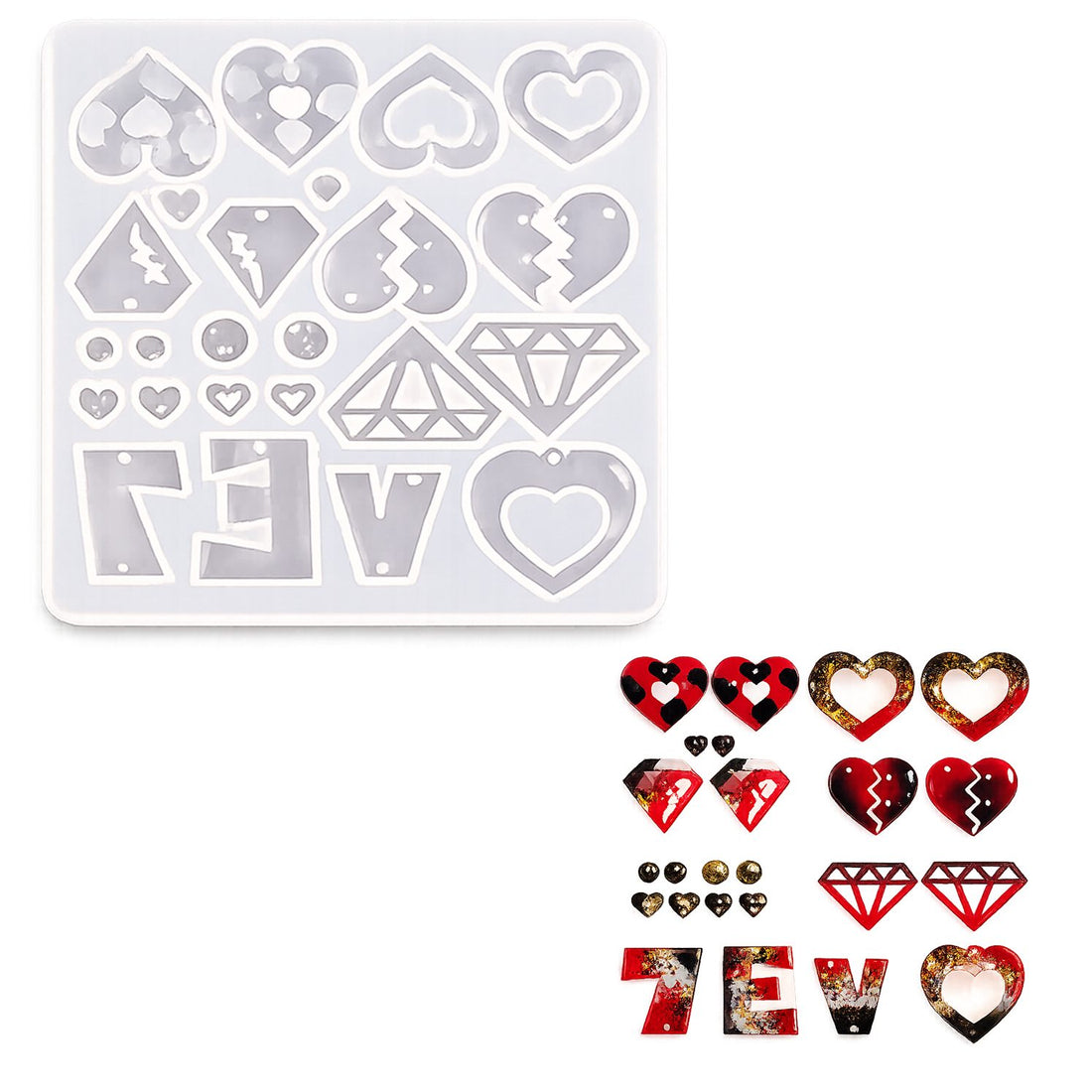 Heart & Love Alphabet Resin Pendant Mould Set