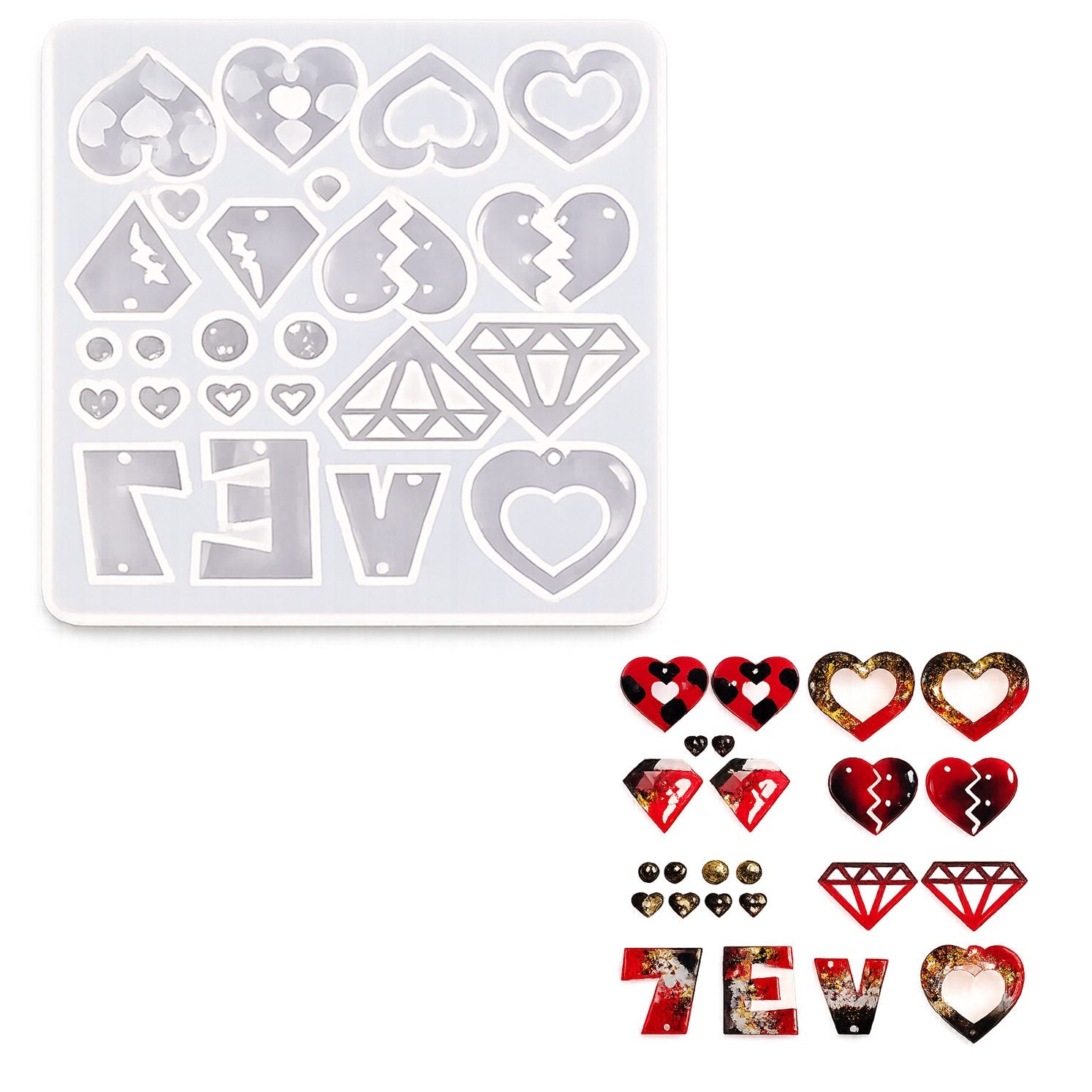 Heart & Love Alphabet Resin Pendant Mould Set