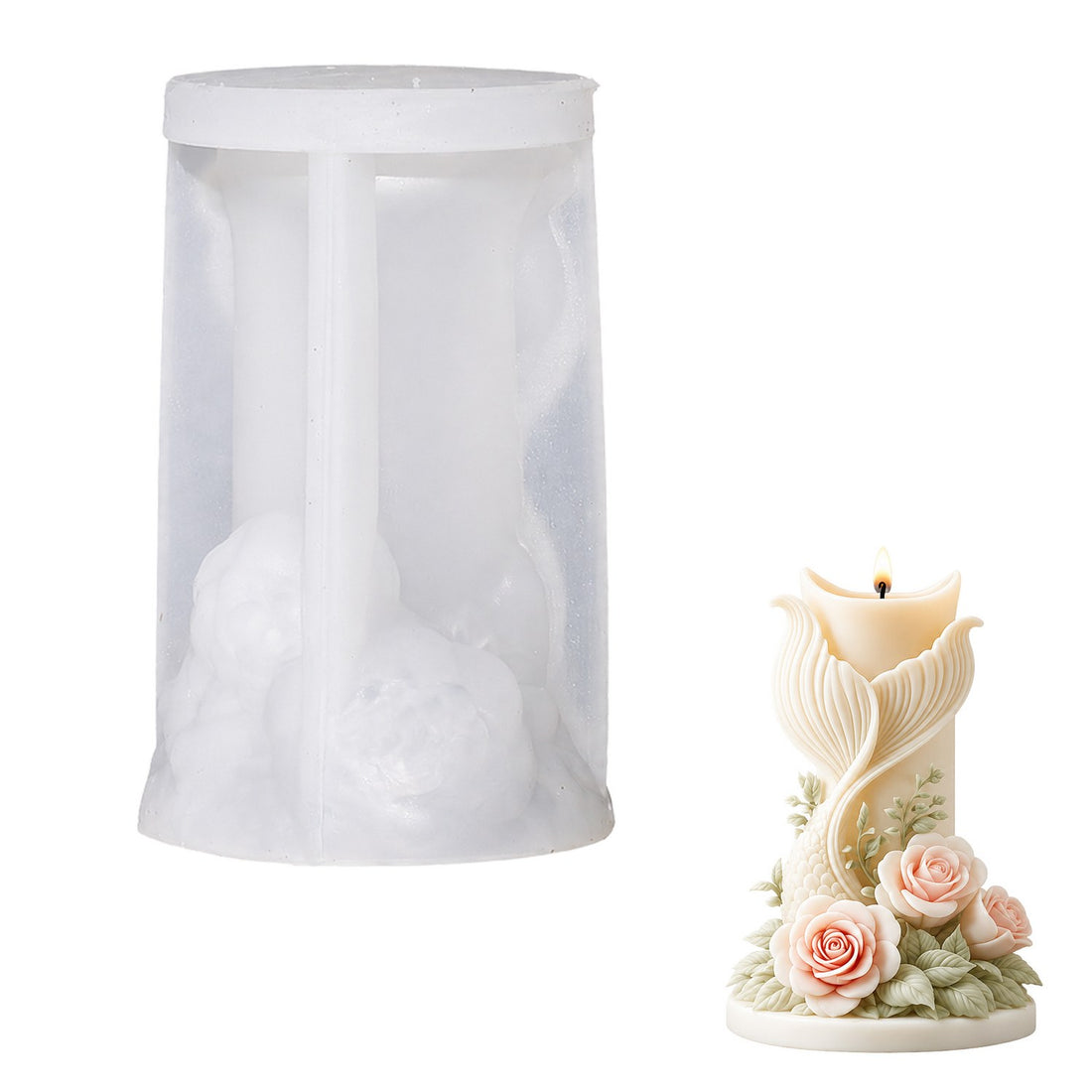 Rose Bouquet Pillar Silicone Candle Mould
