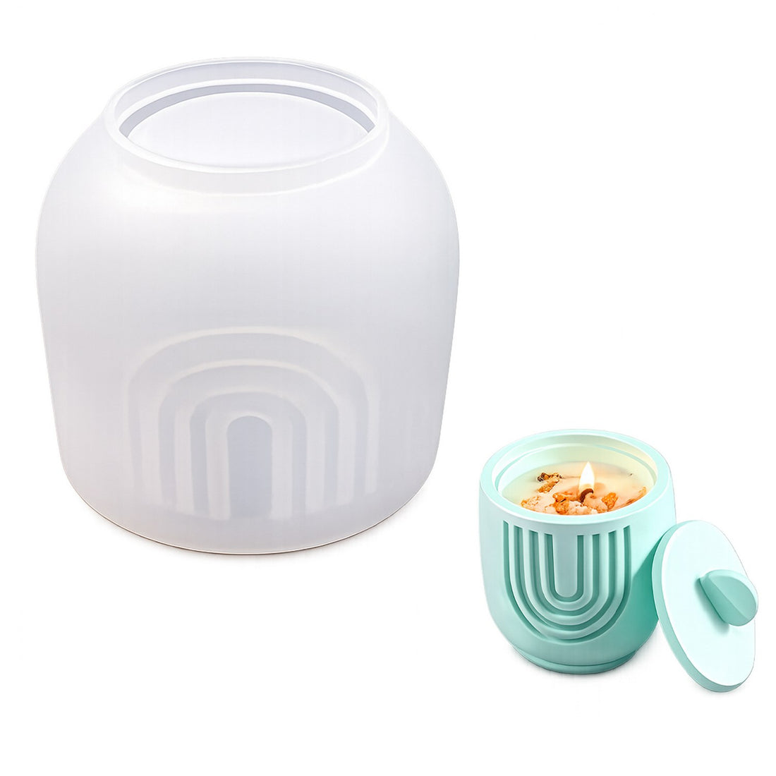 Art Deco Arch Jar with Lid Silicone Mould