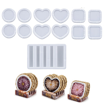 Candle & Resin Silicone Mould Coaster With Stand 12 Pcs Set JSND10 l Pack of 1
