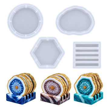 Candle & Resin Silicone Mould Coaster With Stand 12 Pcs Set JSND11 l Pack of 1