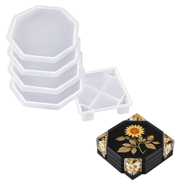 Candle & Resin Silicone Mould Octagon Tea Coaster With Stand JSND14 l Pack of 1
