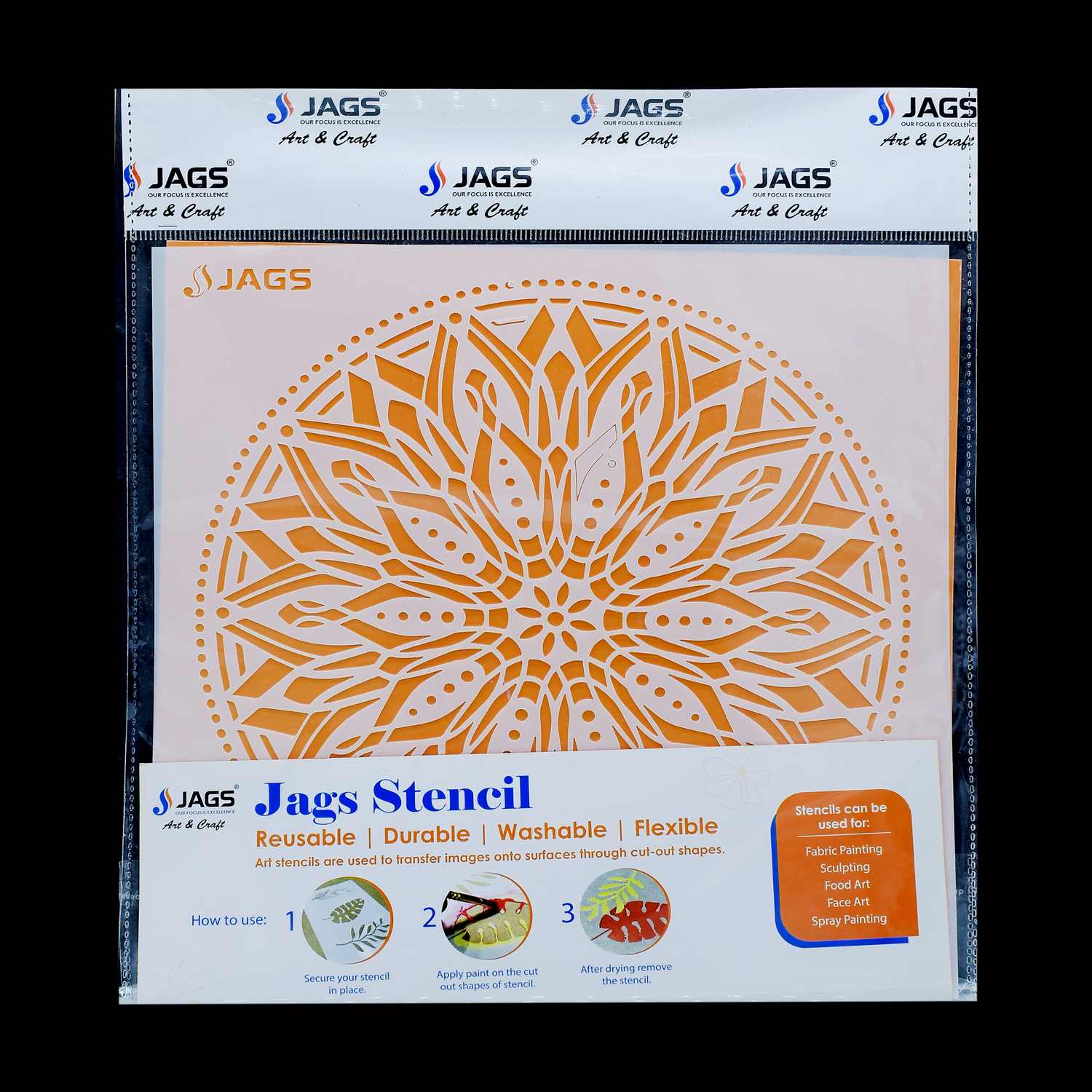 Mandala Pattern Stencil 12x12 Inch Design 2 angle 2