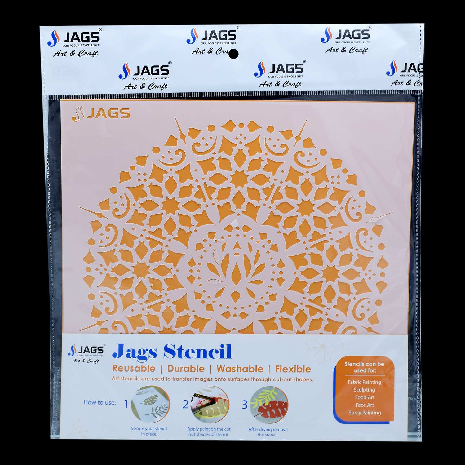 Mandala Pattern Stencil 12x12 Inch Design 4 angle 2