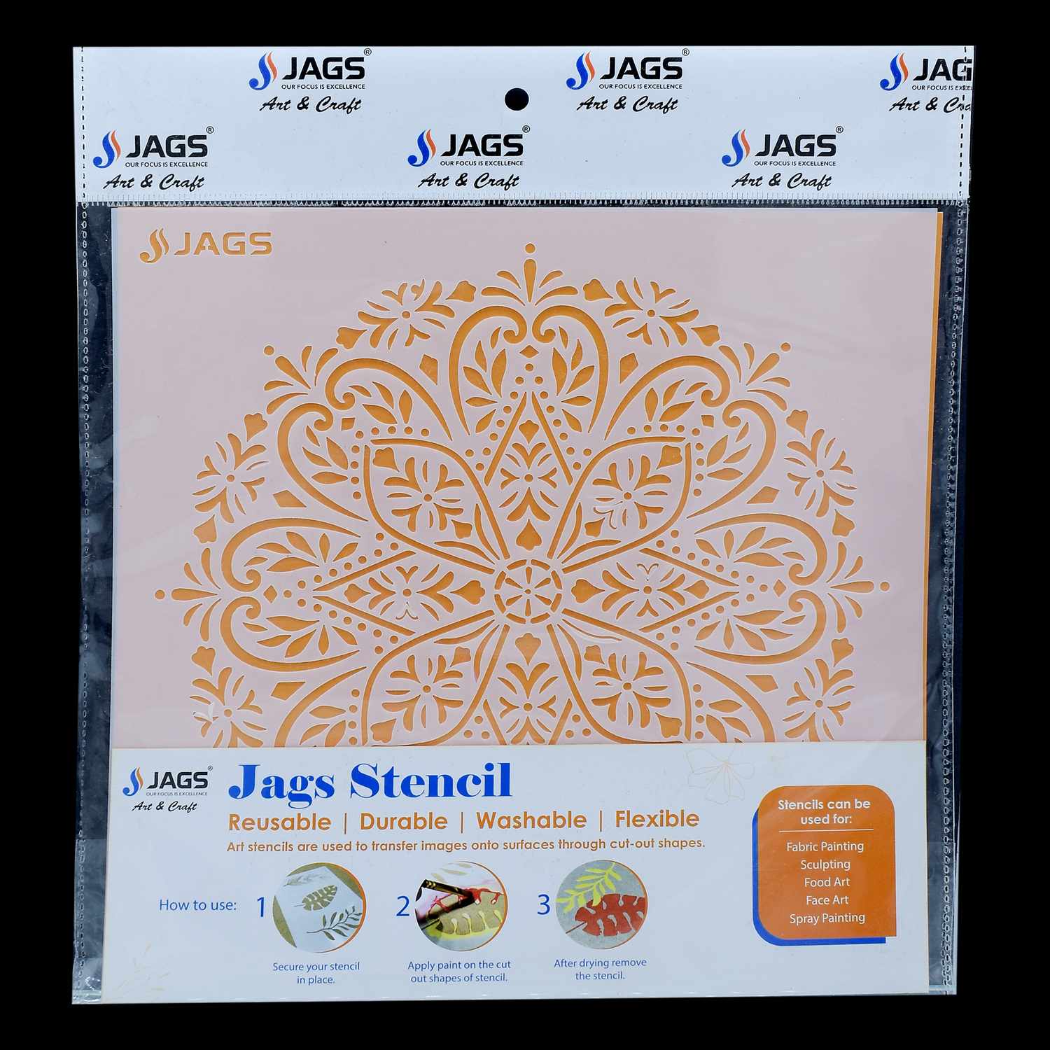 Mandala Pattern Stencil 12x12 Inch Design 5 angle 2