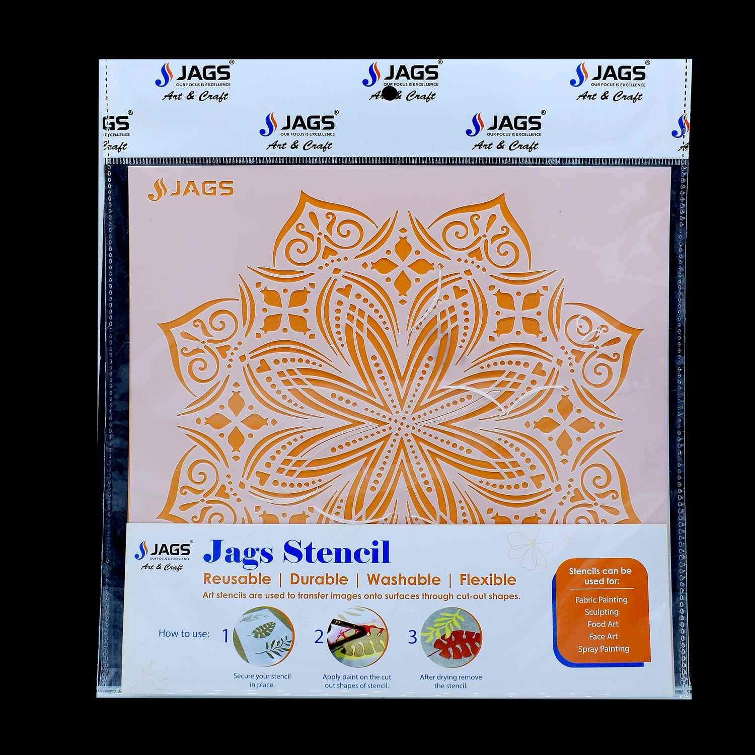 Mandala Pattern Stencil 12x12 Inch Design 6 angle 2