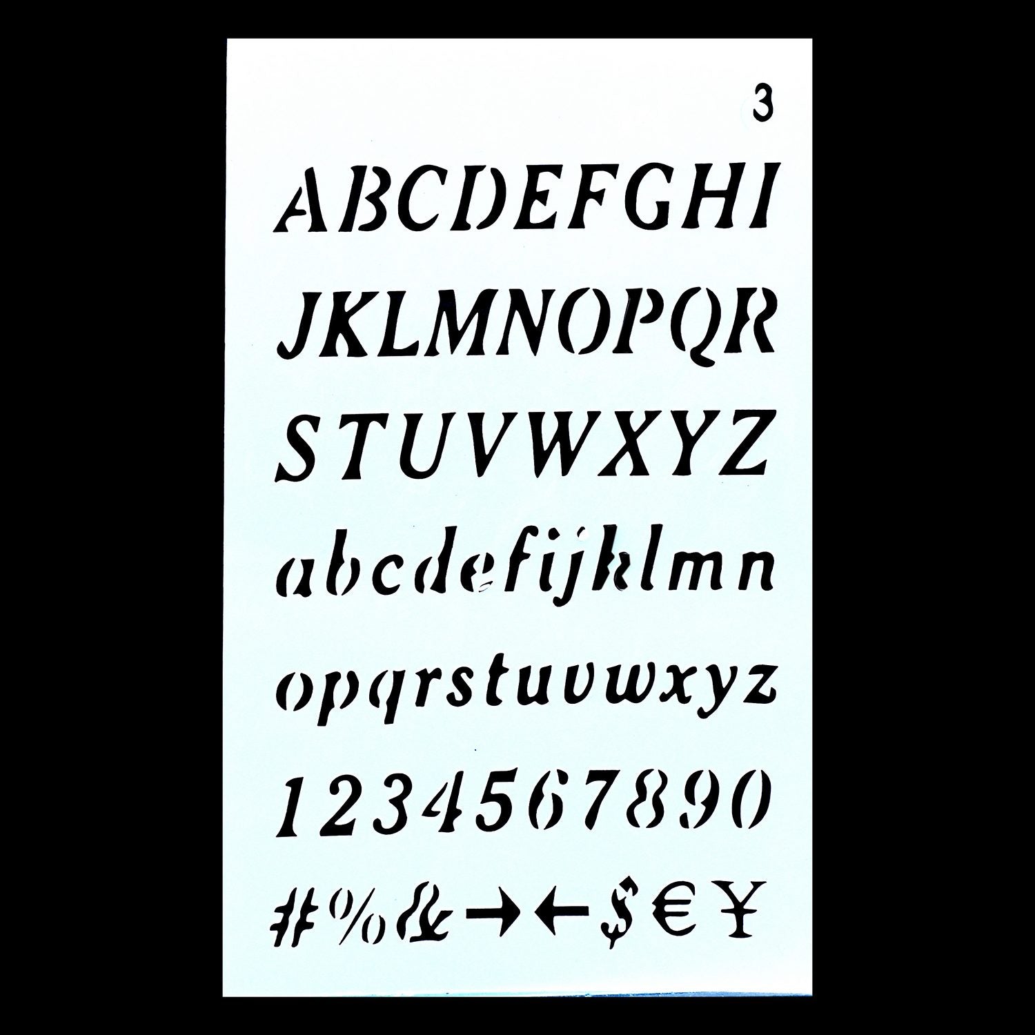 Alphabet Letter Stencil 4x7 Inch Design No 3 angle 3