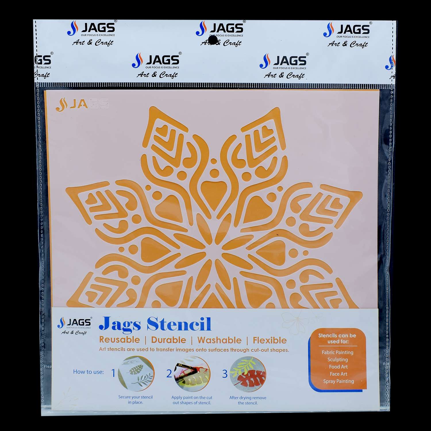 Mandala Pattern Stencil 6x6 Inch Design 6 angle 2