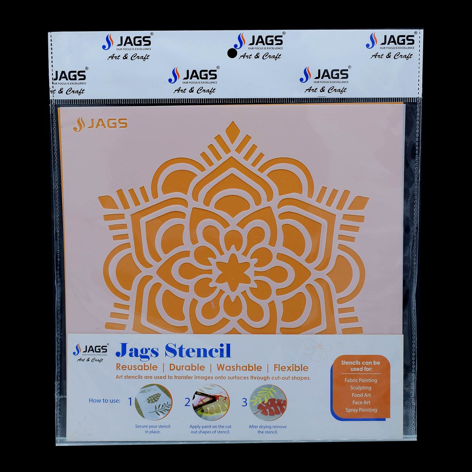 Mandala Design Stencil 8x8 Inch Design 2 angle 2