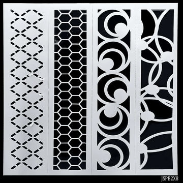 Jags Stencil Plastic Border 4in1 2x8 Inch JSPB2X8