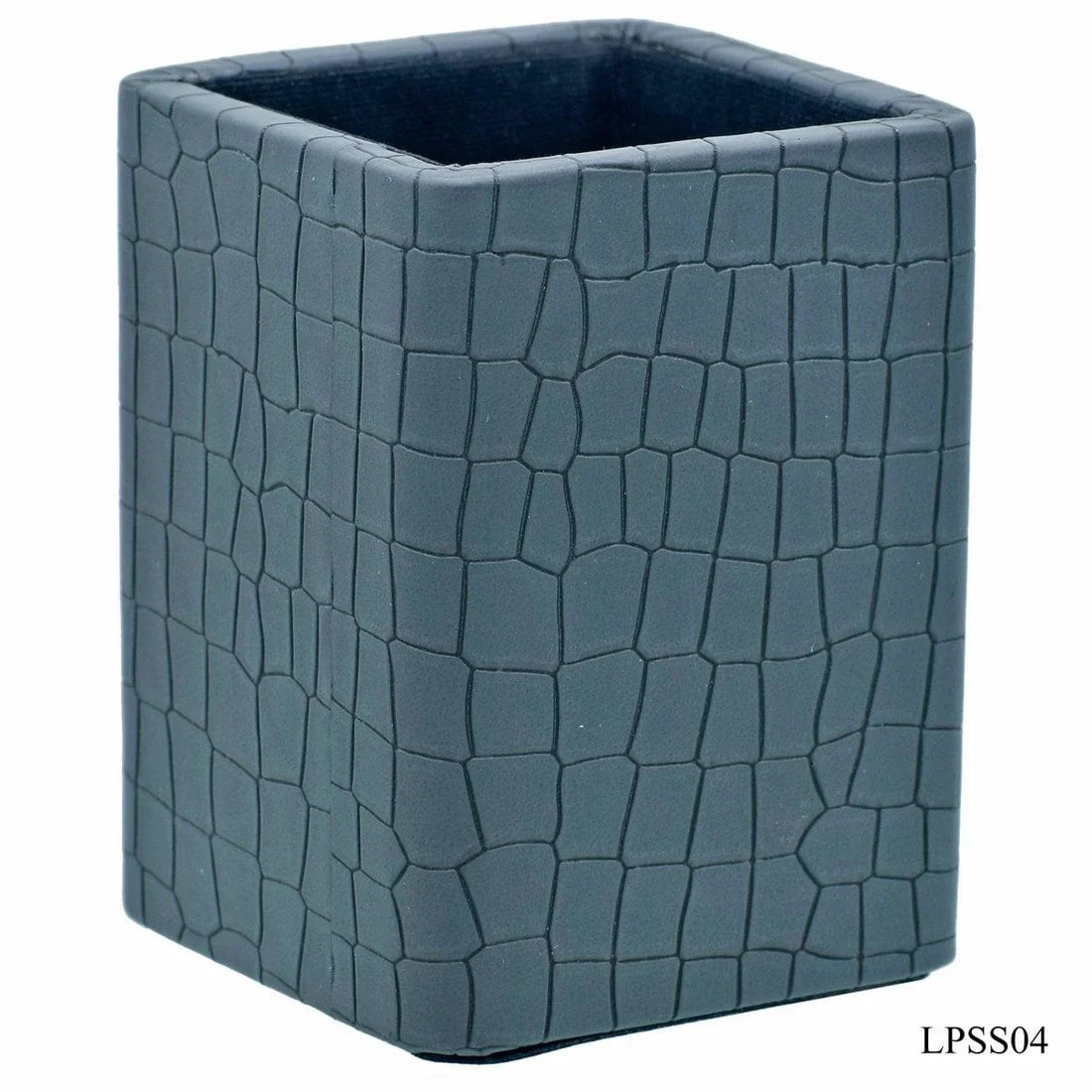 Leather Pen Stand Square Crocodile Greay Tumbler LPSS04