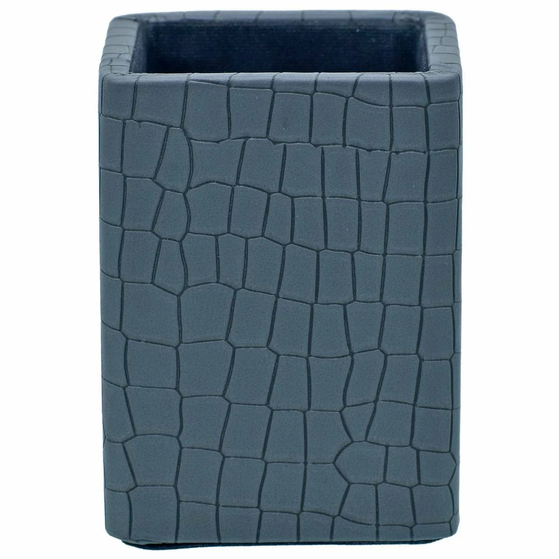 Leather Pen Stand Square Crocodile Greay Tumbler LPSS04