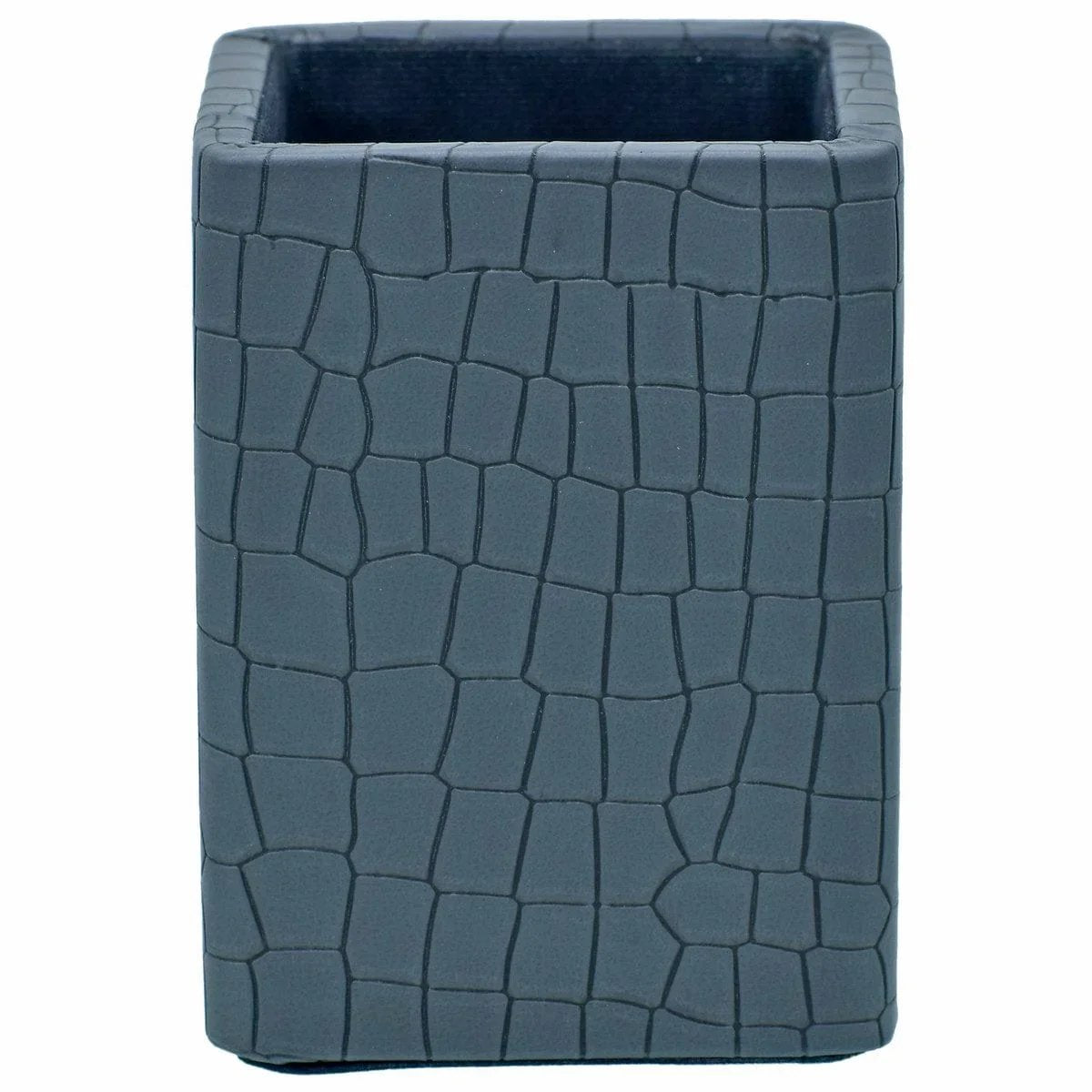 Leather Pen Stand Square Crocodile Greay Tumbler LPSS04