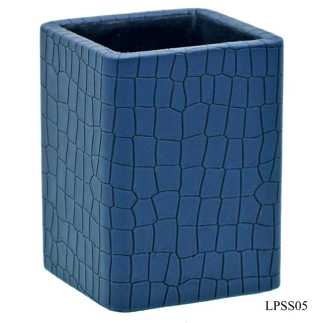 Leather Pen Stand Square Crocodile Blue Tumbler LPSS05