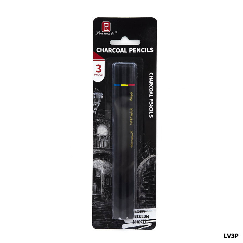 Black Charcoal Pencils - Pack of 3 for Sketching