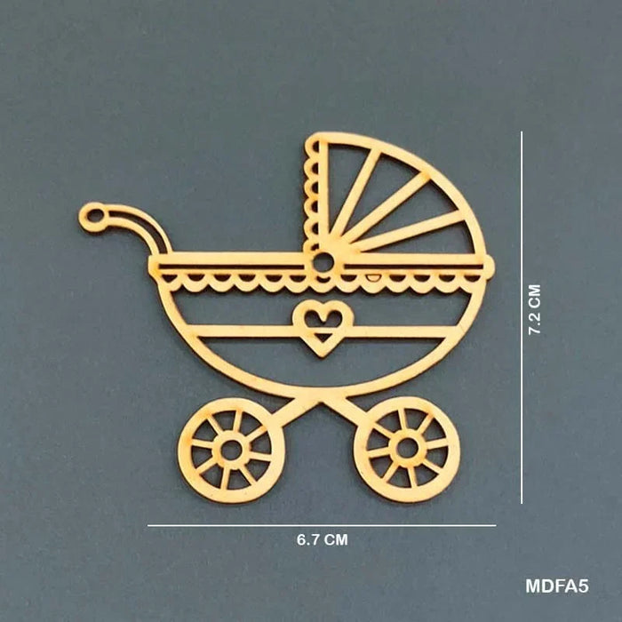 Baby Carriage MDF Cutout for DIY Crafts & Nursery Decor