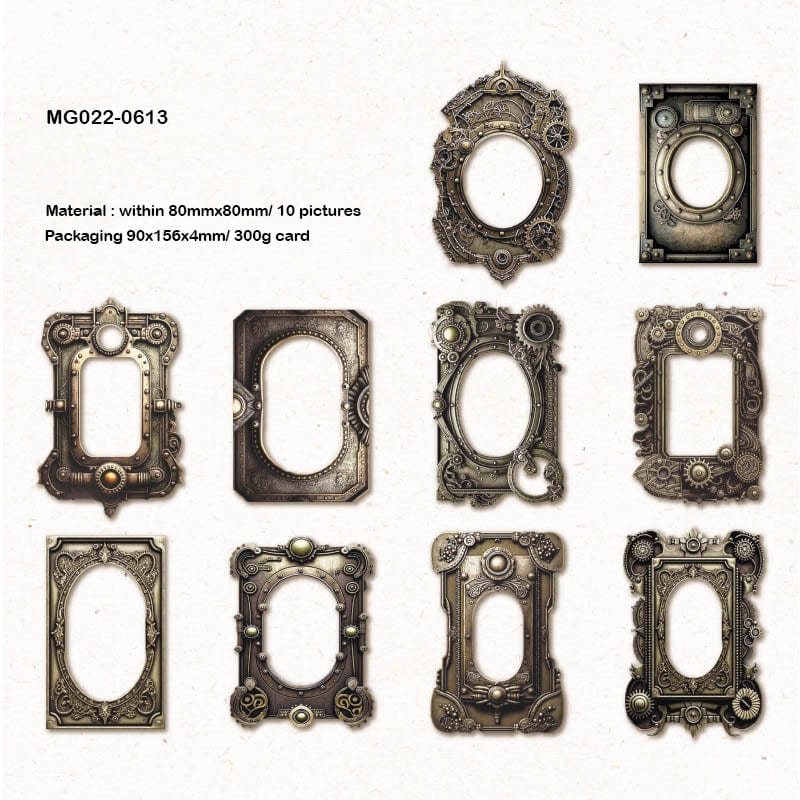 Mg022-0613 The Mechanical Age Frame Deco Sticker 10Pc