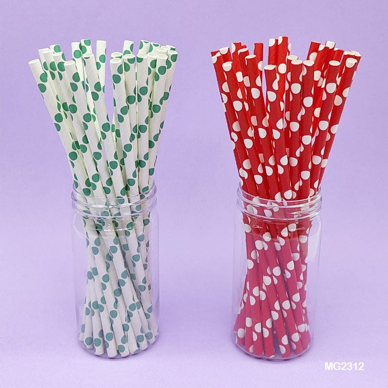 Paper Straw Plain Big Dots 25Pcs (Mg231-2)