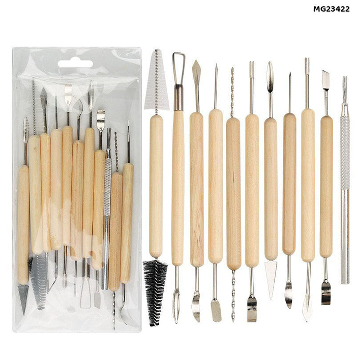 Pottery Tool Set with PVC Bag - 11 Pcs for Clay Sculpting