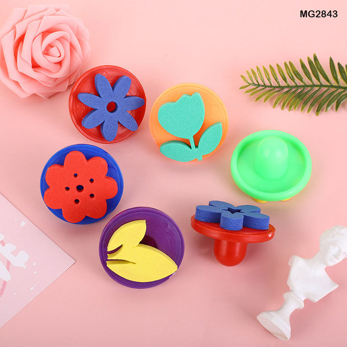 Foam Stamp Set with Round Knob Handle - 6 Pcs for Kids Painting
